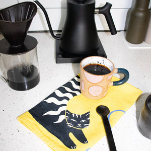 supra endura tea towel, organic tea towel, cat tea towel, sustainable tea towel,