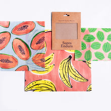 Load image into Gallery viewer, beeswax wraps, fruit print beeswax wraps, eco-friednly beeswax wraps, sustainable beeswax wraps