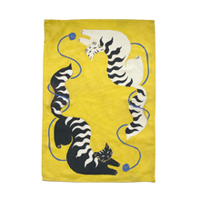 Load image into Gallery viewer, cat printed kitchen towel, organic cat towel, organic cotton kitchen towel, 
