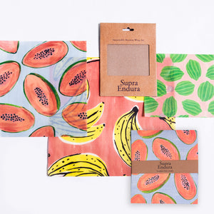 Fruits Beeswax Wraps & Swedish Dishcloths Bundle - Supra Endura