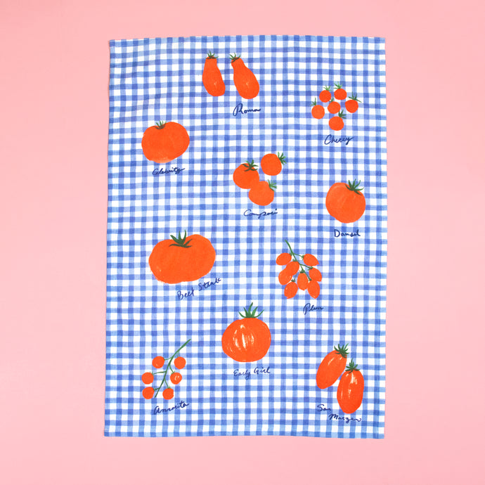 Organic kitchen towel, Tomato print tea towel, Artistic kitchen textile, Sustainable cooking accessory