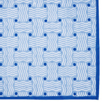 Load image into Gallery viewer, Block Print Tablecloth in Blue Squiggle