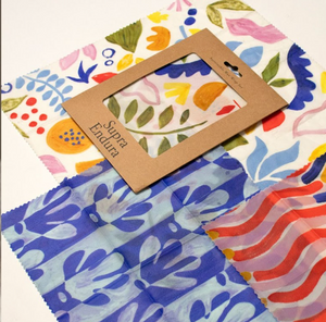 Abstract Kitchen Bundle: tea towel, wax wrap set + dishcloth card - Supra Endura