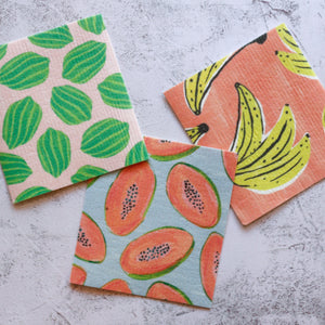 Fruits Beeswax Wraps & Swedish Dishcloths Bundle - Supra Endura