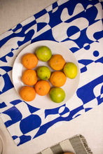 Load image into Gallery viewer, Organic cotton tea towel, fairtrade tea towel, matisse blue tea towel, screen printed tea towel, sustainable tea towel