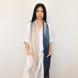 blue and natural watercolor ombre scarf, 100% modal by Supra Endura