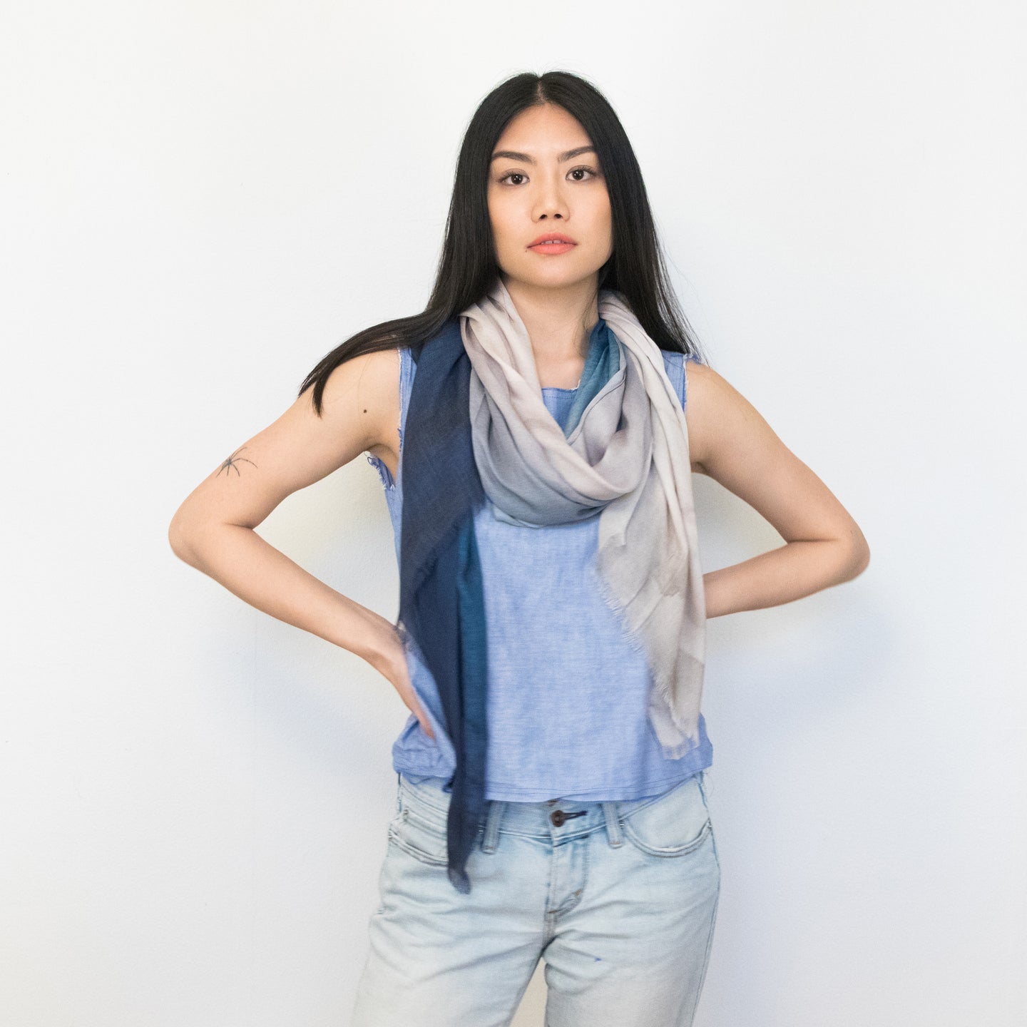 blue and natural watercolor ombre scarf, 100% modal by Supra Endura