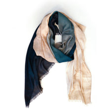 Load image into Gallery viewer, blue and natural watercolor ombre scarf, 100% modal by Supra Endura