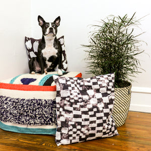 black and white couch pillow, printed pillow, cotton printed pillow, 18" x 18" pillow