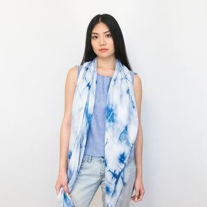 blue tie-dye long scarf by Supra Endura, 100% modal 
