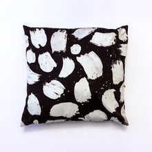 Load image into Gallery viewer, black and white pillow, artist pillow series, printed cotton pillow, black and white paint stroke pillow