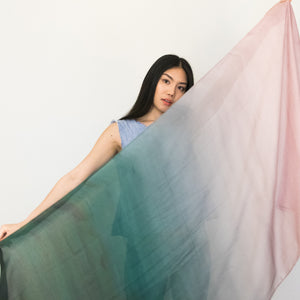 Pink and green watercolor ombre scarf 100% modal by Supra Endura