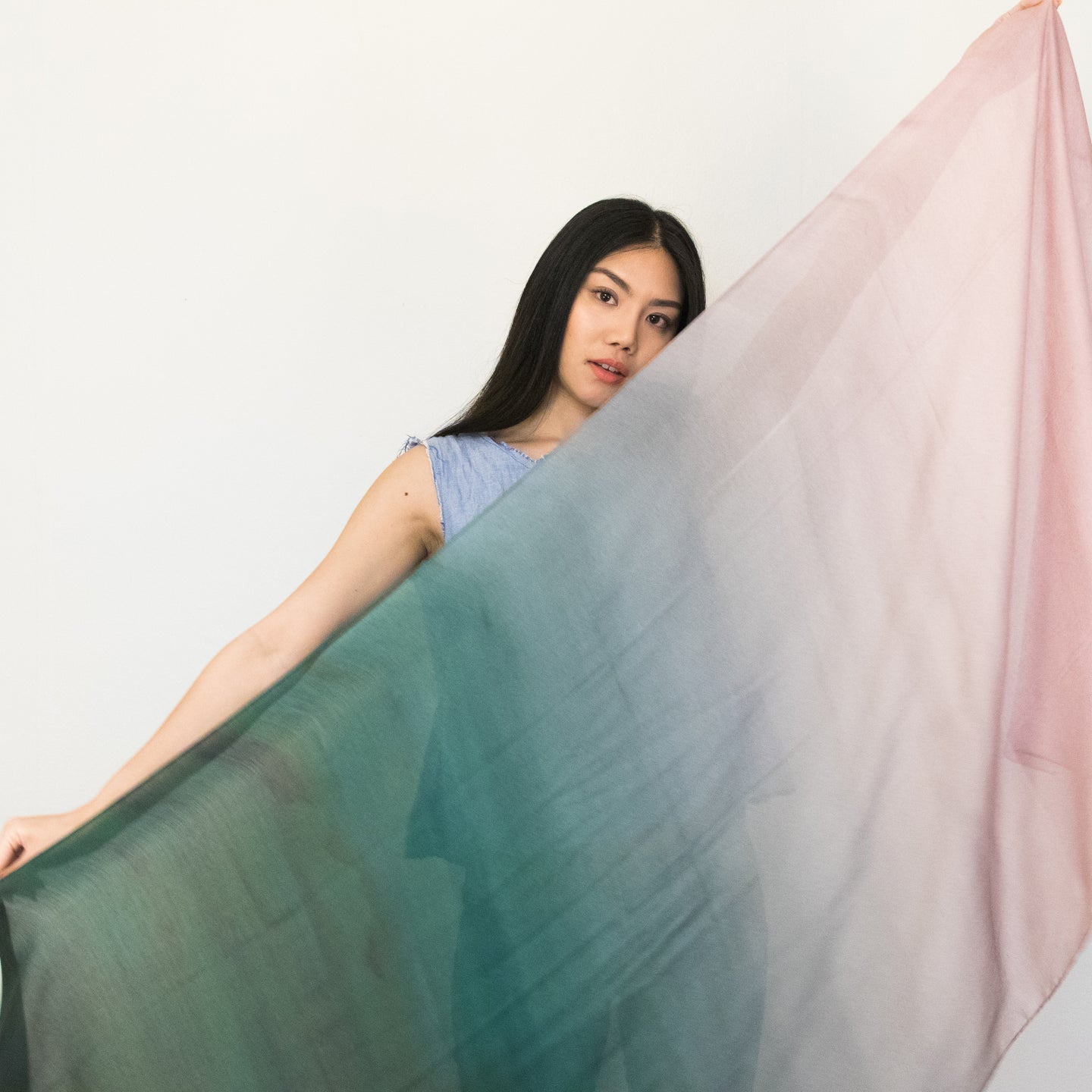 Pink and green watercolor ombre scarf 100% modal by Supra Endura