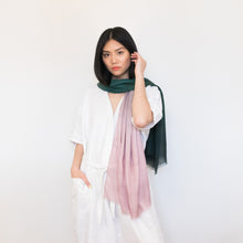 Load image into Gallery viewer, Pink and green watercolor ombre scarf 100% modal by Supra Endura