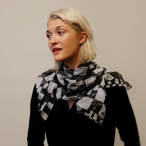black and white silk scarf