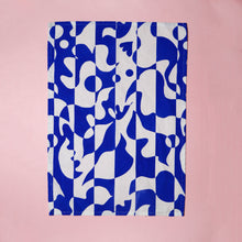 Load image into Gallery viewer, Organic cotton tea towel, fairtrade tea towel, matisse blue tea towel, screen printed tea towel, sustainable tea towel